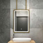 LED Bathroom Vanity Ceiling Mirror 24 x 24 Rounded Rectangle