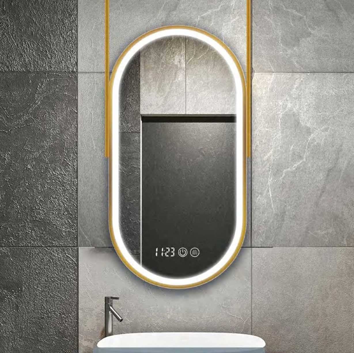 Celling-OS20-2D LED Bathroom Vanity Ceiling Mirror 24 x 24 Oval - Image 1