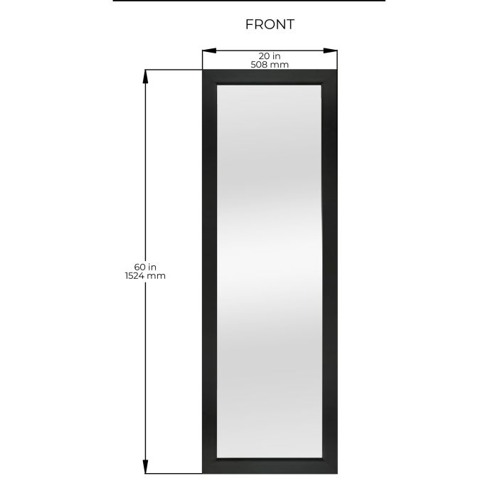 MI2030 Full Length 20 x 60 Inch Black Aluminum Alloy Frame Mirror - Image 1
