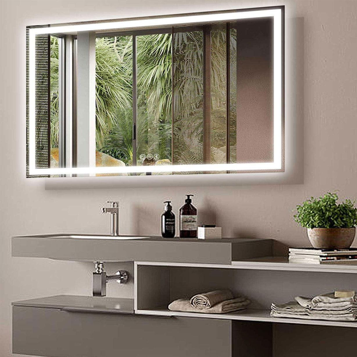 RAR-COVER LED Bathroom Vanity Mirror 36 x 36 Right Angle Rectangle - Image 1